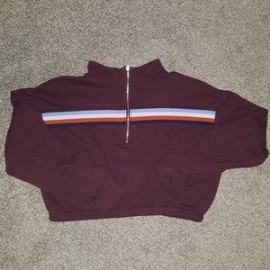 Wild Fable Cropped Half Zip Striped Sweatshirt